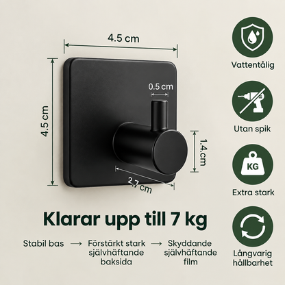 6-Pack Självhäftande Badrumskrokar i Rostfritt Stål